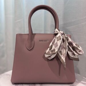 Dusty Rose Tote Bag with Scarf Accent